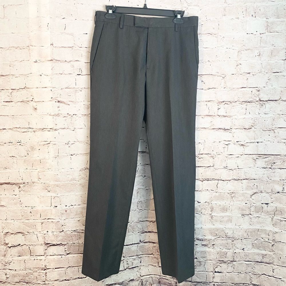 Kenneth Cole Reaction Charcoal Gray Straight Leg Slacks Dress Pants 32x32